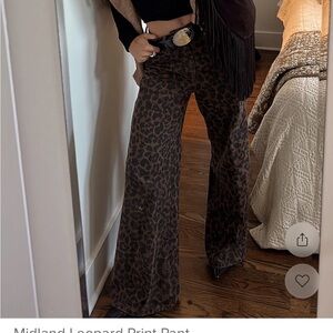 12th Tribe Brown Leopard Print Flare Jeans